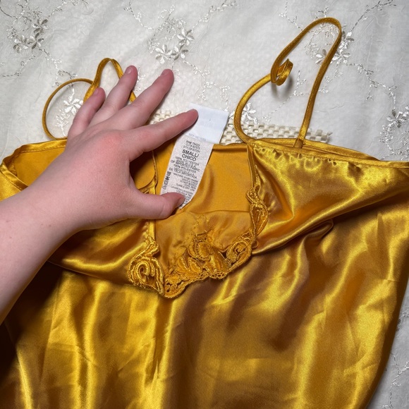 vintage gold satin mini slip dress – size small - Picture 3 of 5